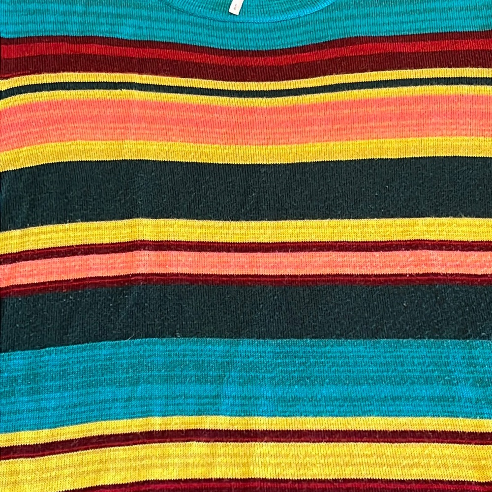 Free People fine-gauge multicolor striped rayon crewneck sweater-minor pilling - Picture 4 of 10